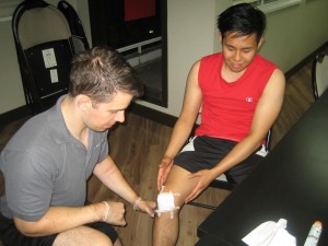 First Aid for a Cut on the knee